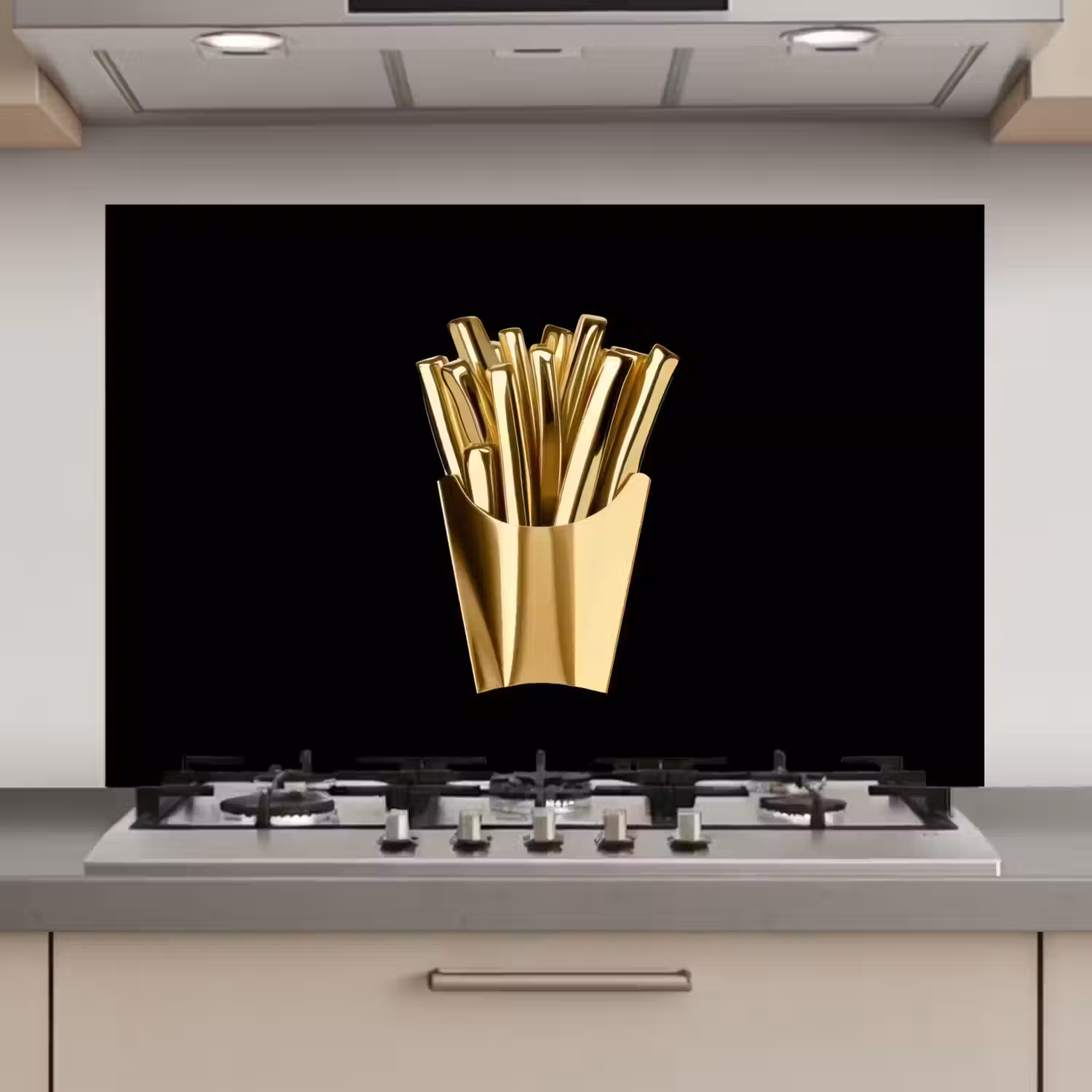 Friet - Goud - Chrome - Eten keuken achterwand spatscherm klein -3d_website
