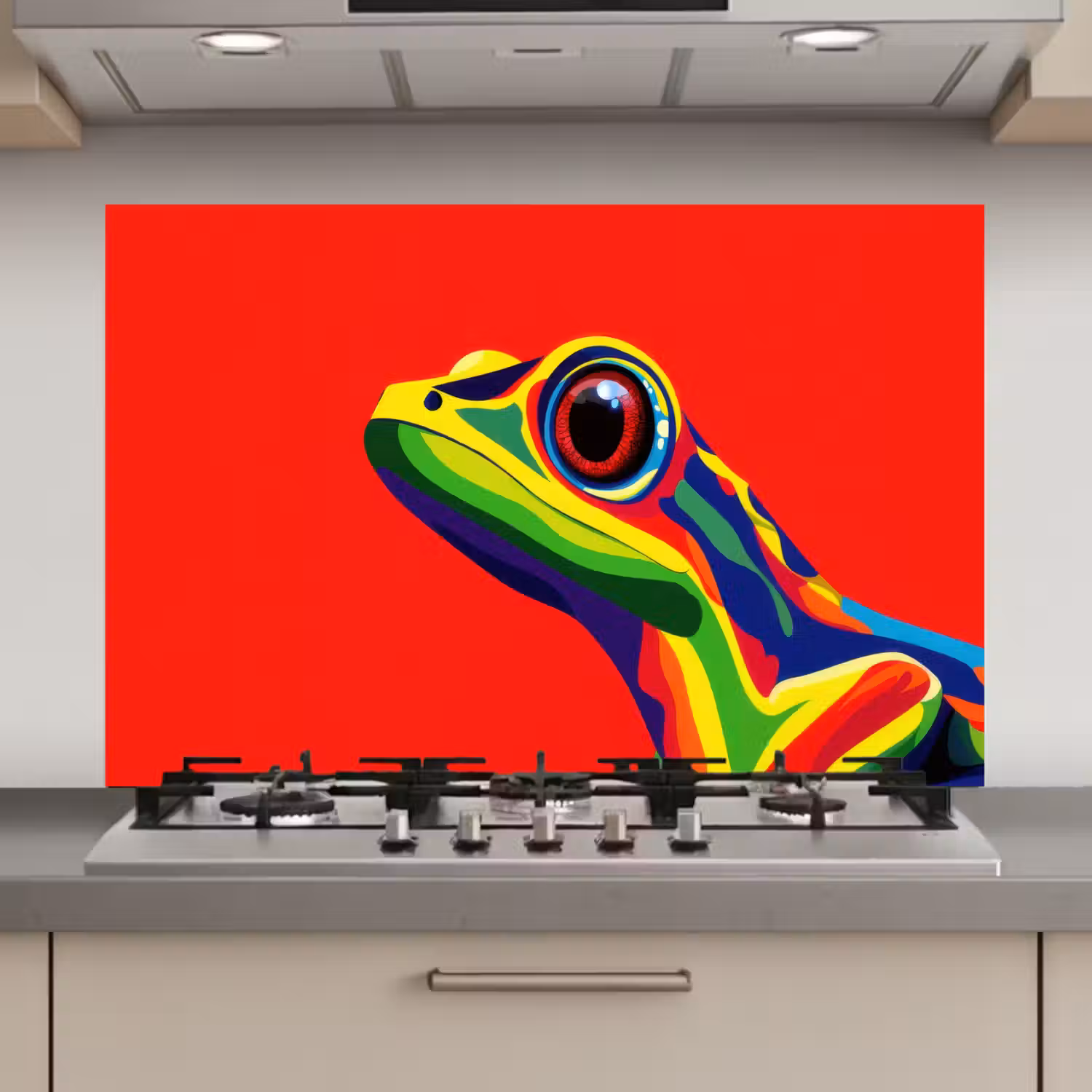 Kikker - Kleurrijk - Strepen - Ogen keuken achterwand spatscherm klein -3d_website