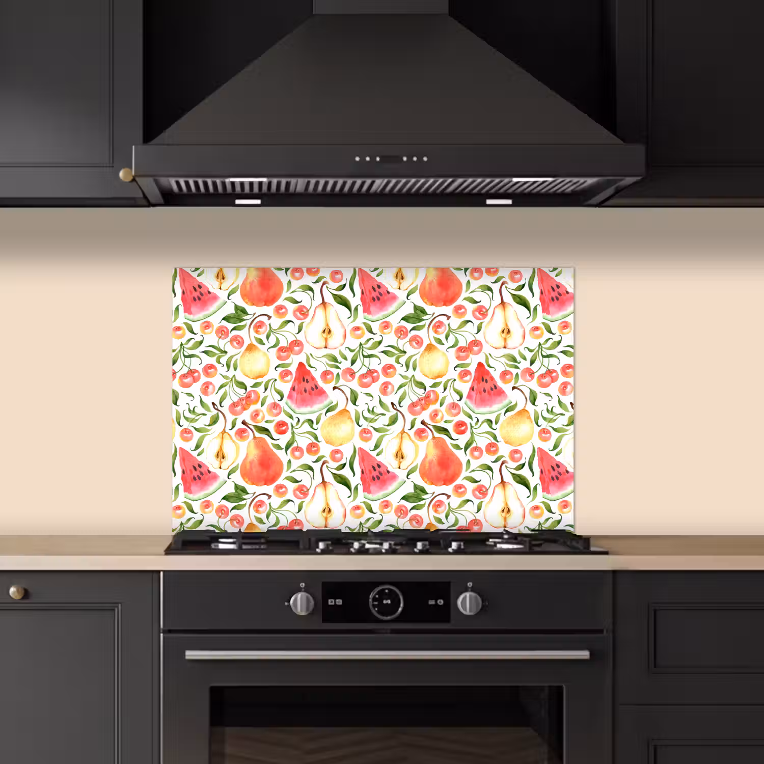 Fruit - Watermeloen - Kersen - Peer keuken achterwand spatscherm klein 900 -sfeer1