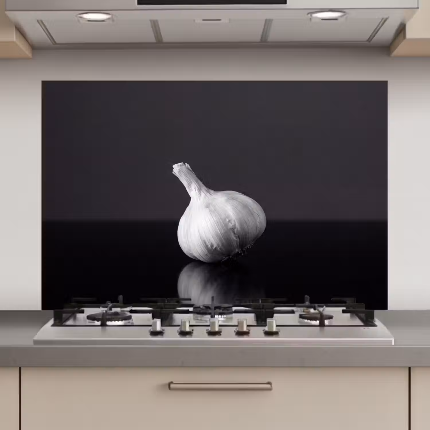 Knoflook - Zwart - Wit keuken achterwand spatscherm klein -3d_website