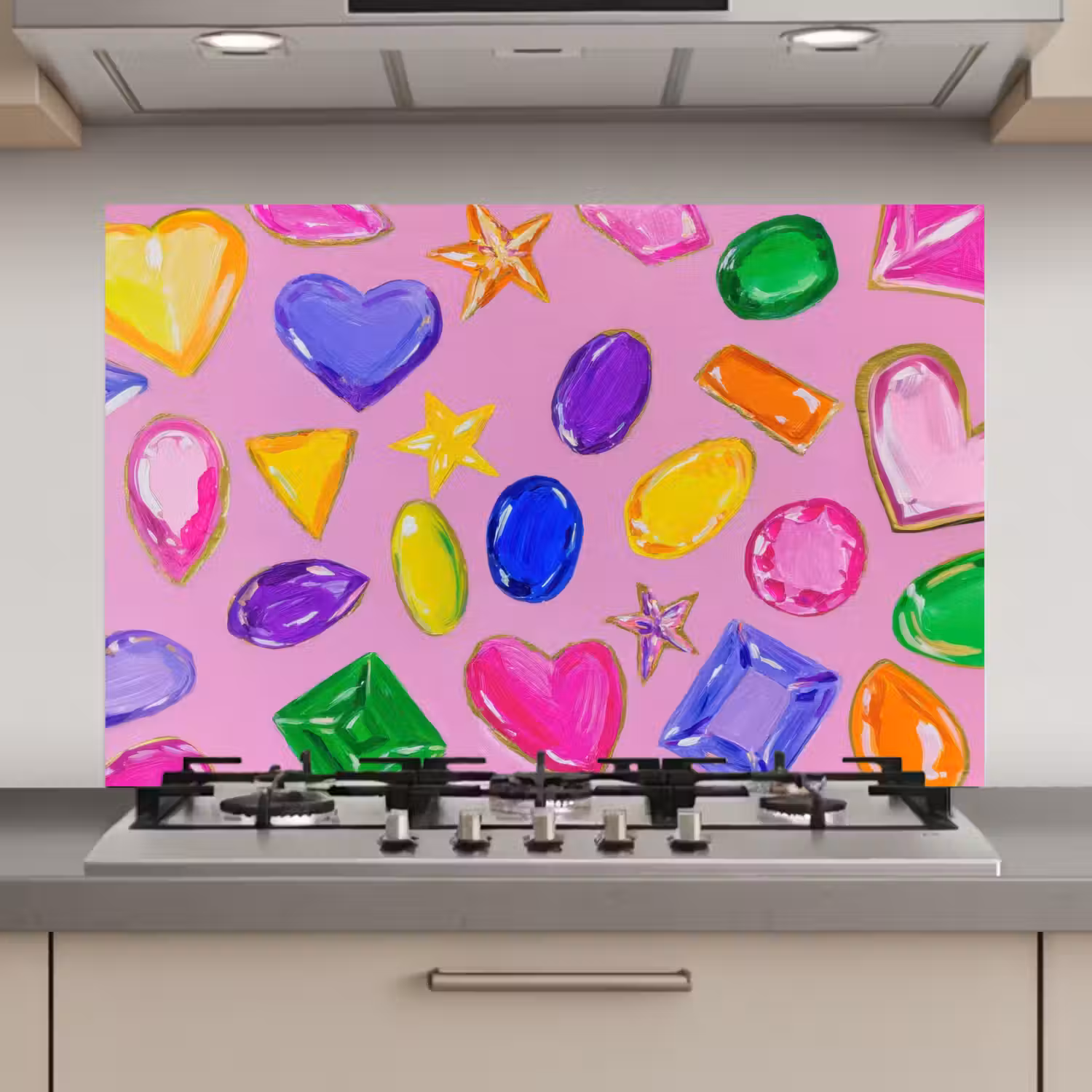 Edelstenen - Vormen - Hartje - Kleurrijk keuken achterwand spatscherm klein -3d_website