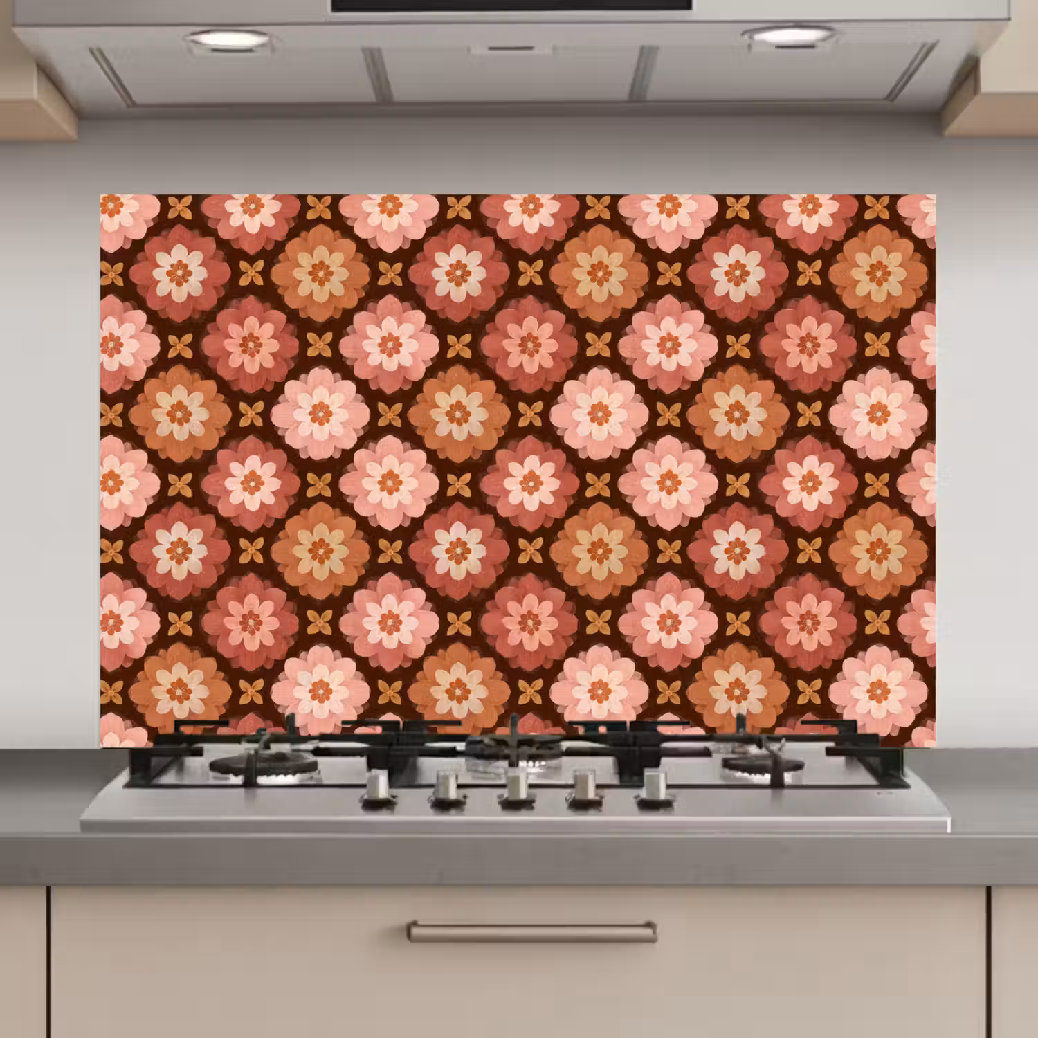Geometrisch - Bloemen - Kleurrijk keuken achterwand spatscherm klein 900 -3d_website
