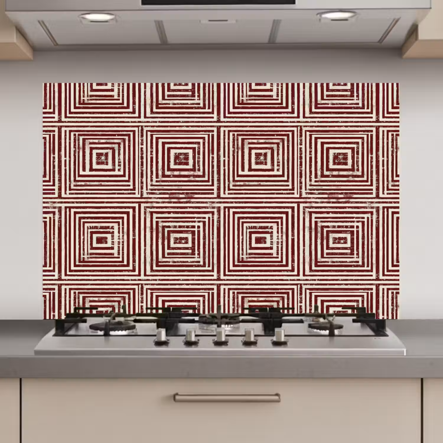 Geometrisch - Patroon - Rood keuken achterwand spatscherm klein 900 -3d_website