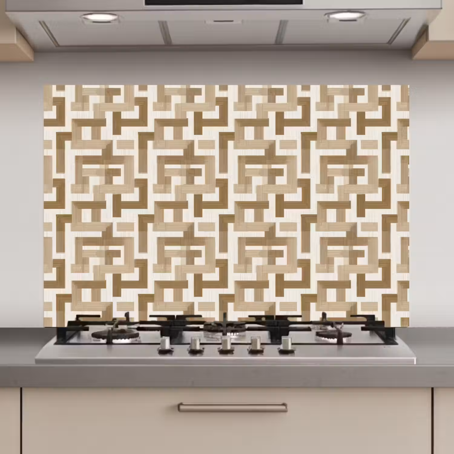 Geometrisch - Retro - Bruin keuken achterwand spatscherm klein 900 -3d_website