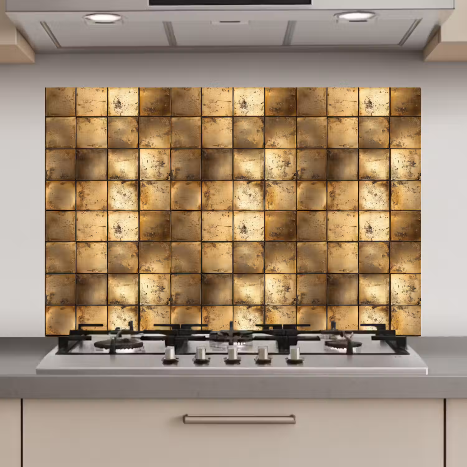 Geometrisch - Tegels - Goud keuken achterwand spatscherm klein 900 -3d_website