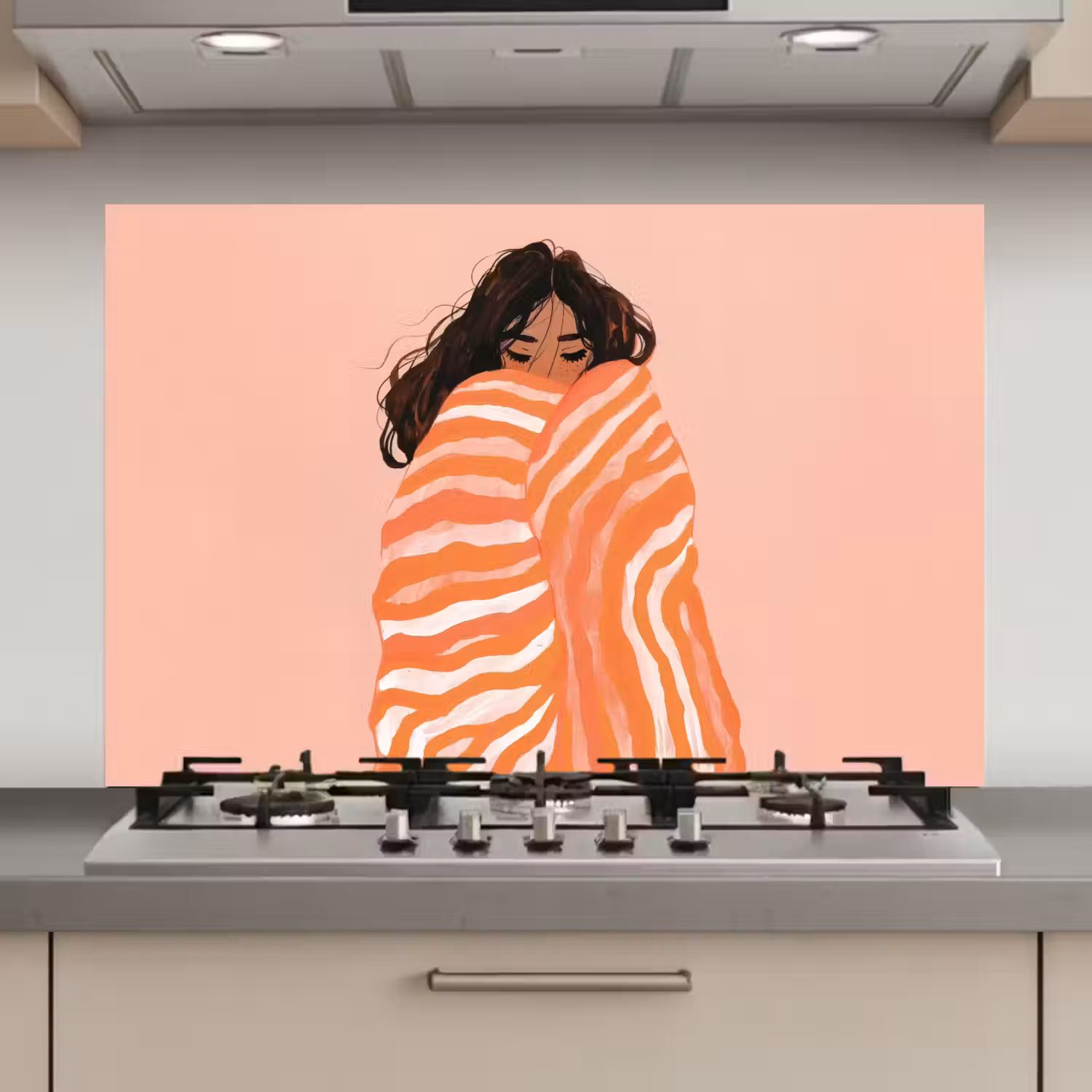 Meisje - Deken - Gestreept - Oranje keuken achterwand spatscherm klein -3d_website