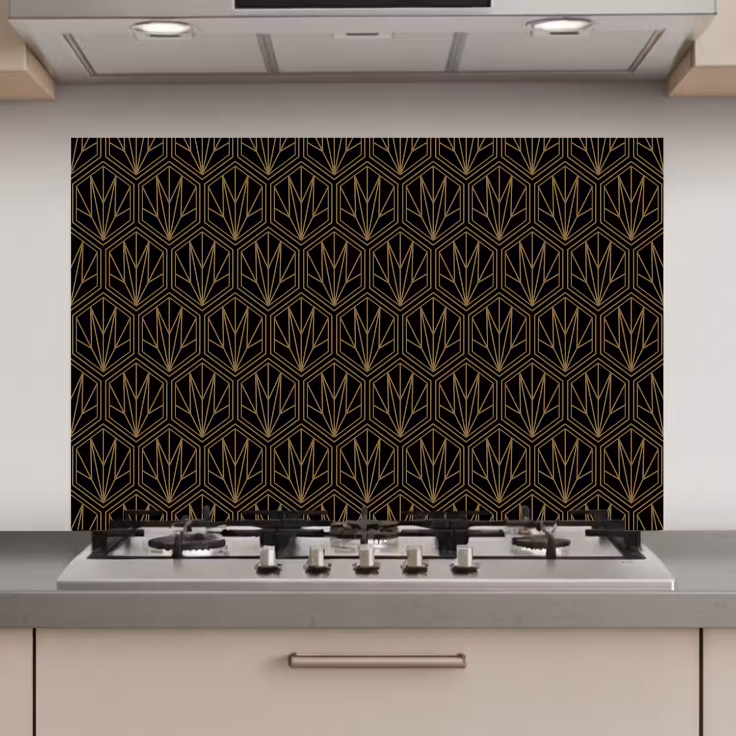 Goud - Zwart - Lijnen keuken achterwand spatscherm klein 900 -3d_website