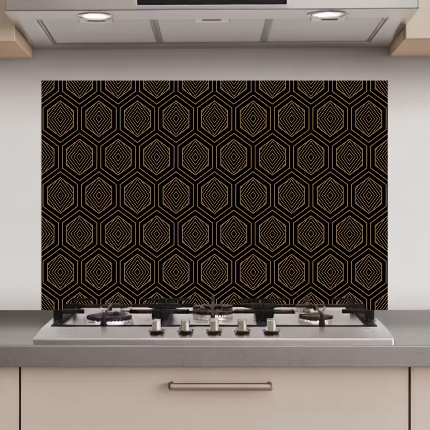 Goud - Zwart - Tunnel keuken achterwand spatscherm klein 900 -3d_website
