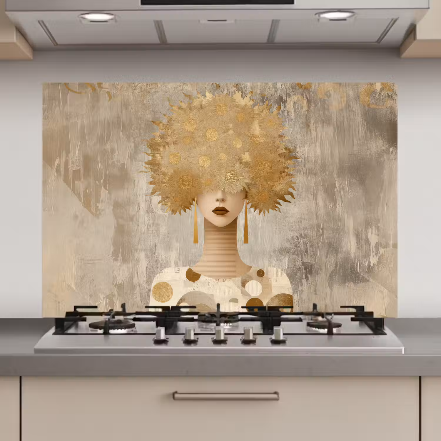 Goud - Portret - Vrouw keuken achterwand spatscherm klein -3d_website