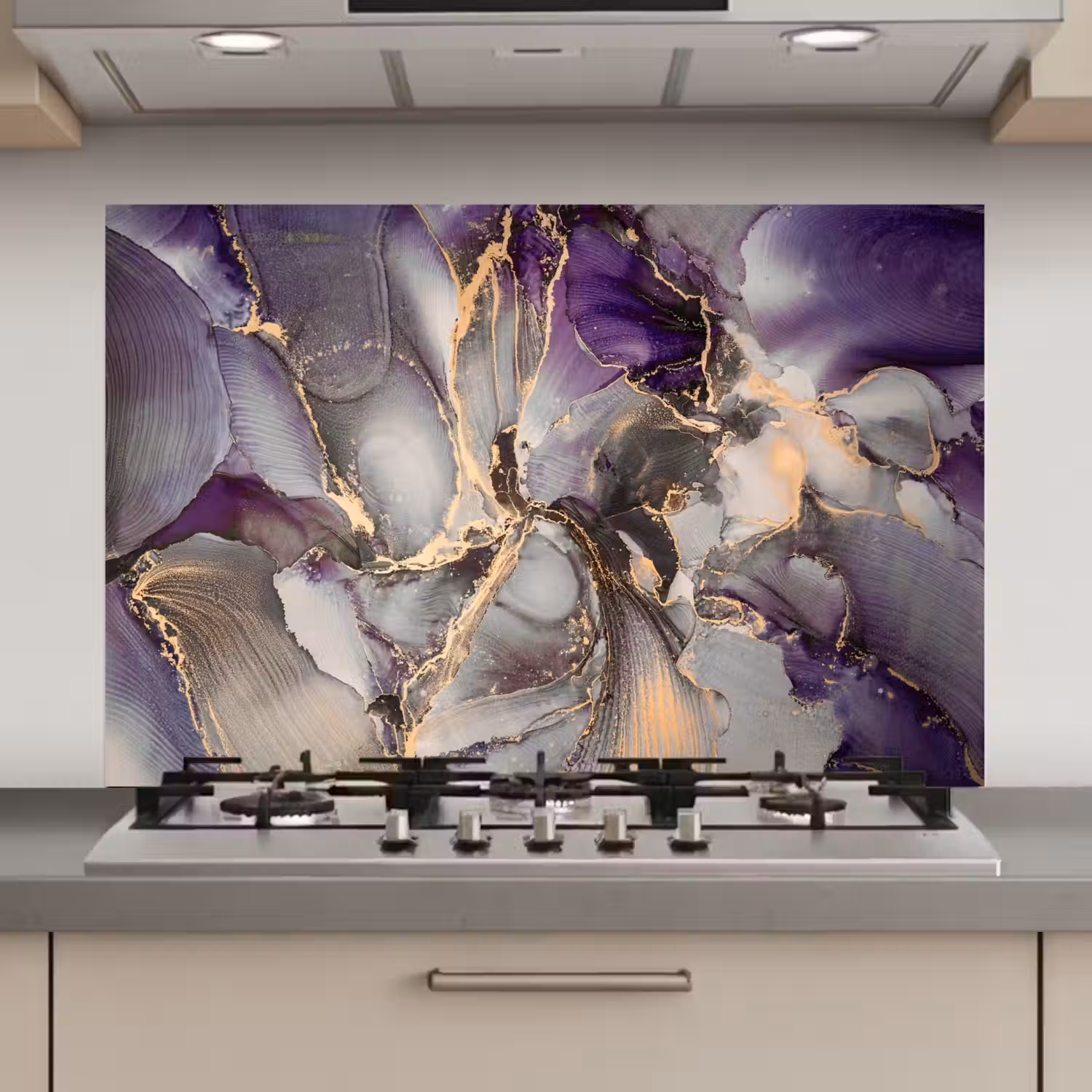 Goud - Paars - Marmer keuken achterwand spatscherm klein -3d_website