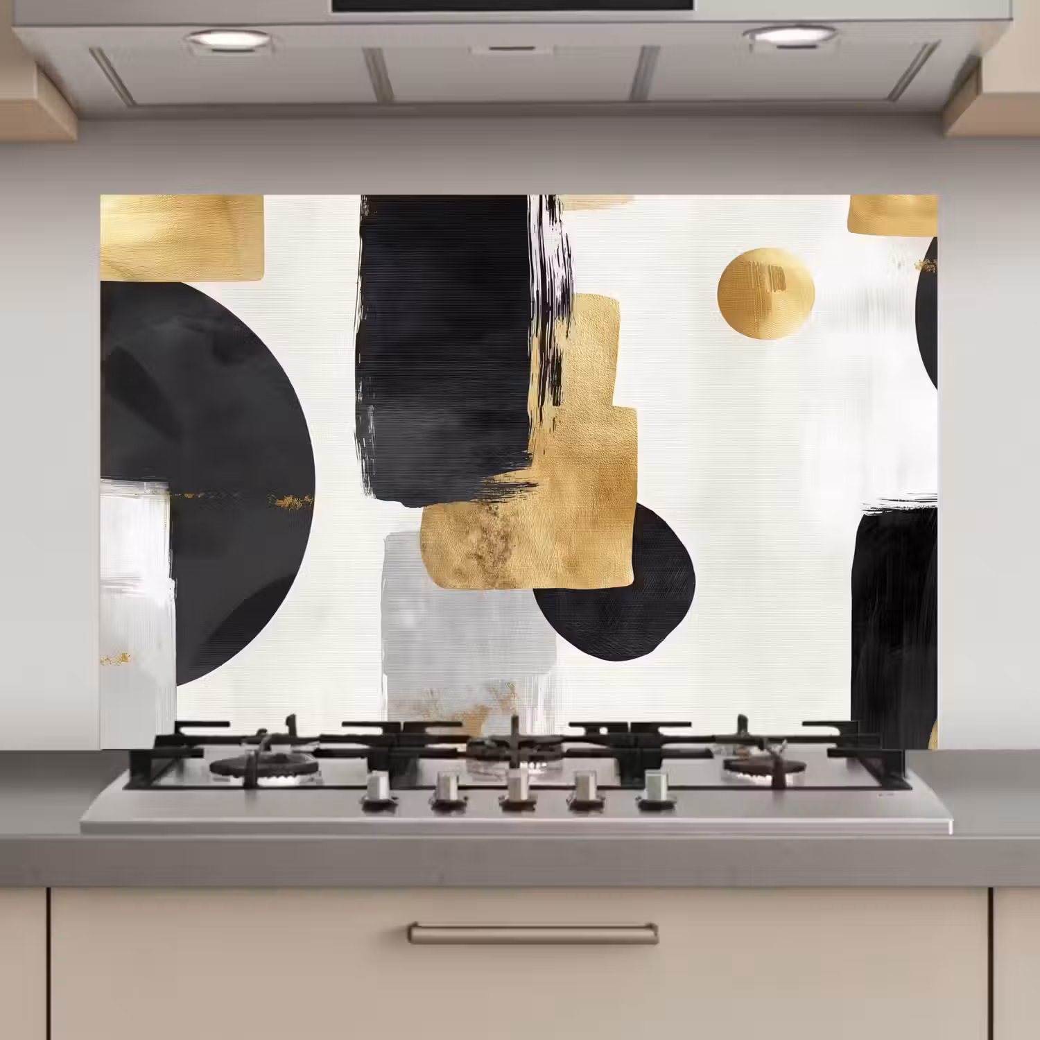 Goud - Rechthoeken - Cirkels - Abstract keuken achterwand spatscherm klein -3d_website