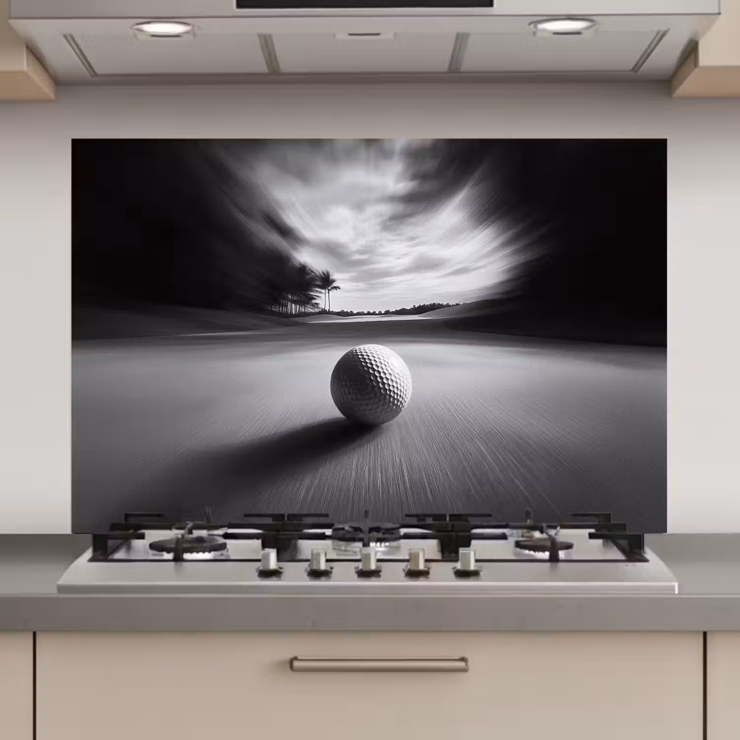 Golfbal - Wazig - Zwart keuken achterwand spatscherm klein -3d_website