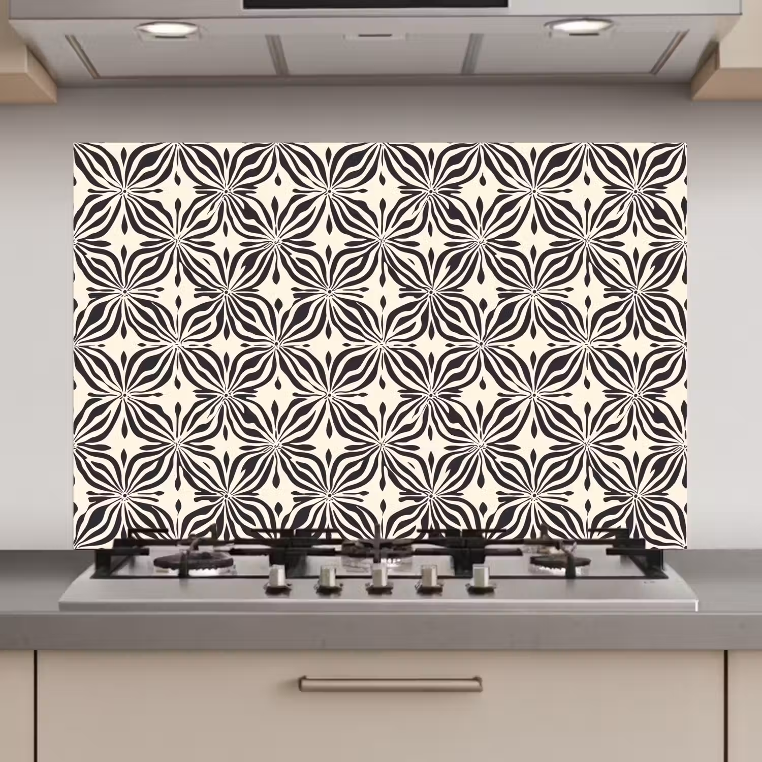 Grafisch - Patroon - Zwart keuken achterwand spatscherm klein 900 -3d_website