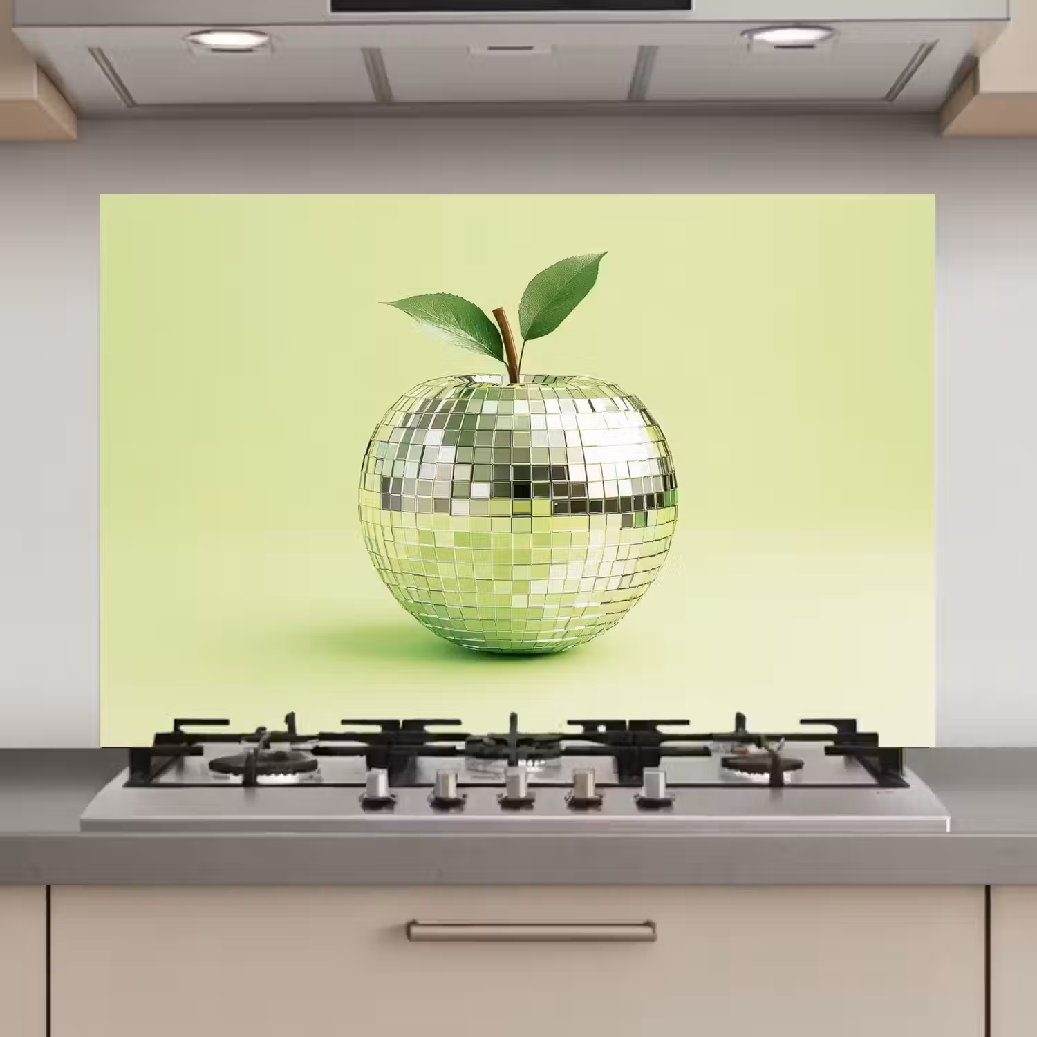 Groen - Disco - Decoratie - Appel keuken achterwand spatscherm klein -3d_website