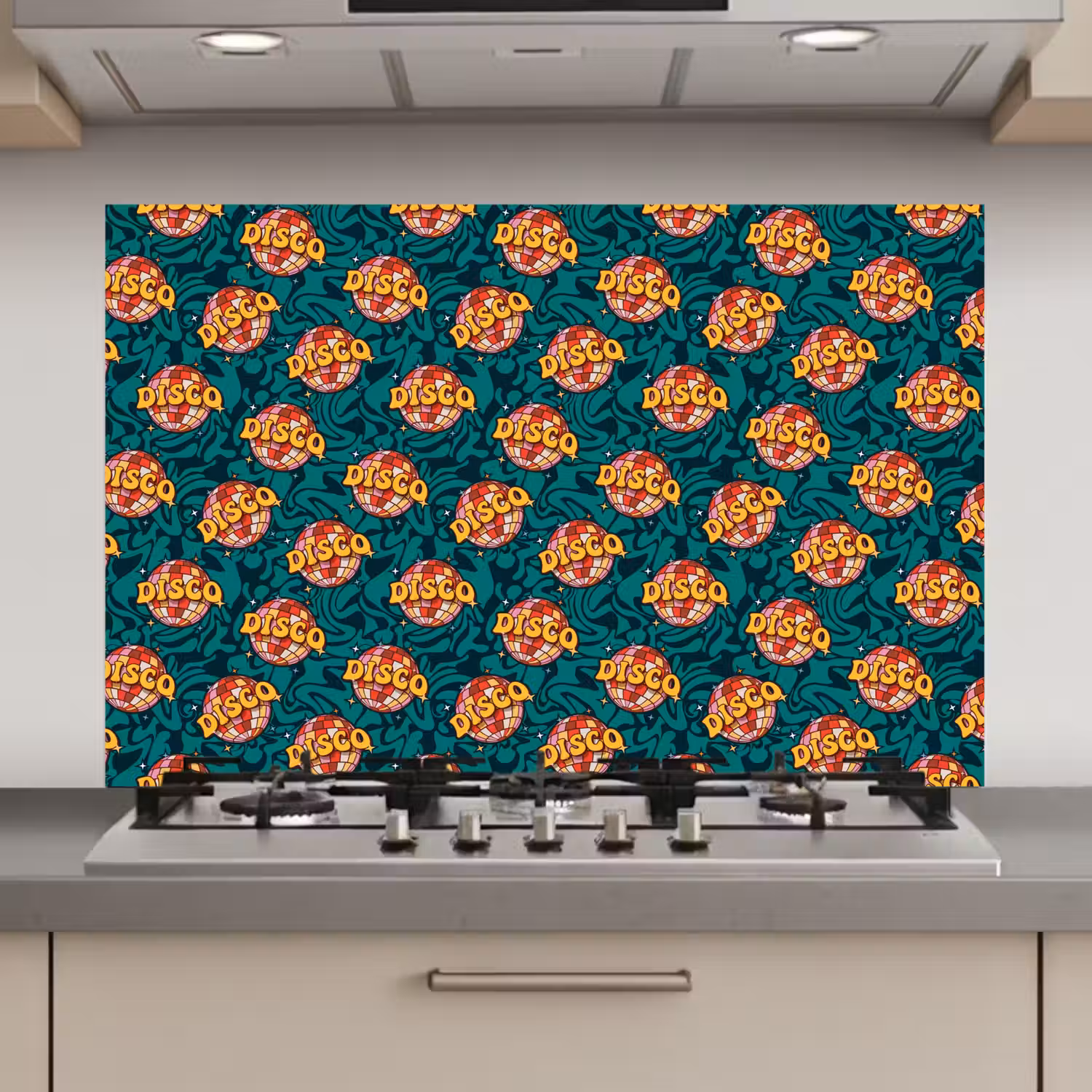 Groen - Disco - Patroon keuken achterwand spatscherm klein 900 -3d_website