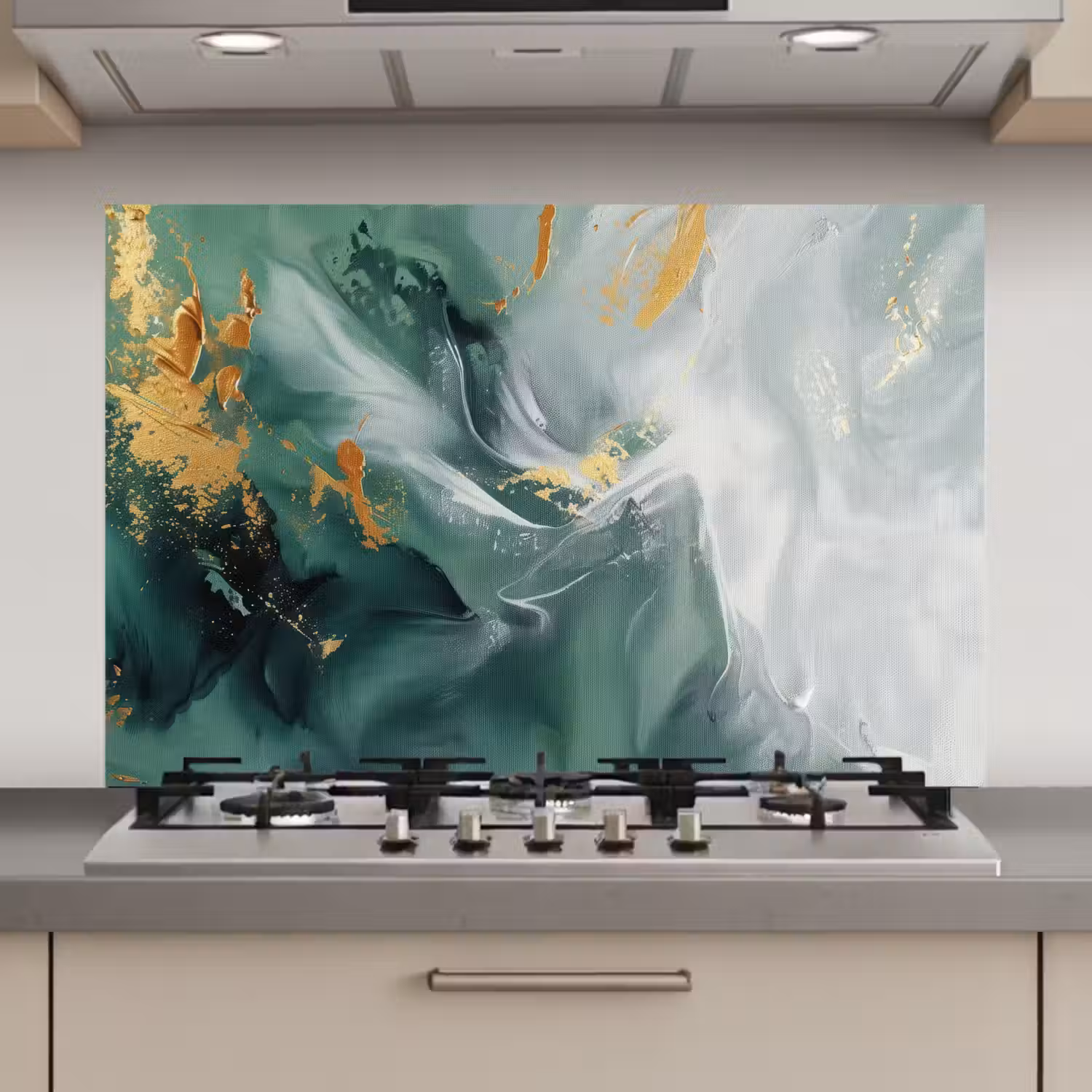 Groen - Modern - Marmer - Abstract keuken achterwand spatscherm klein -3d_website