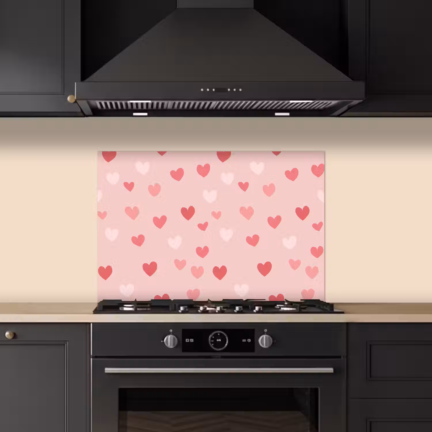 Hartjes - Patroon - Roze keuken achterwand spatscherm klein -sfeer1
