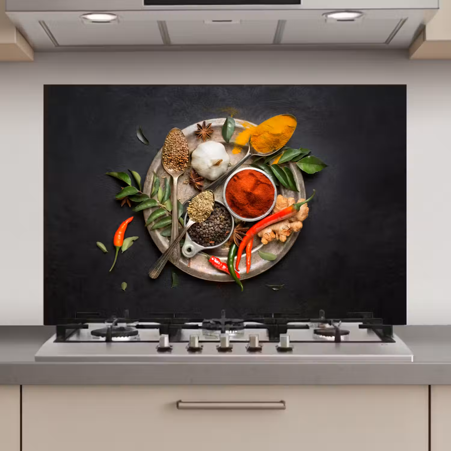 Kruiden - Bord - Peper - Zwart - Lepels - Zilver keuken achterwand spatscherm klein -3d_website