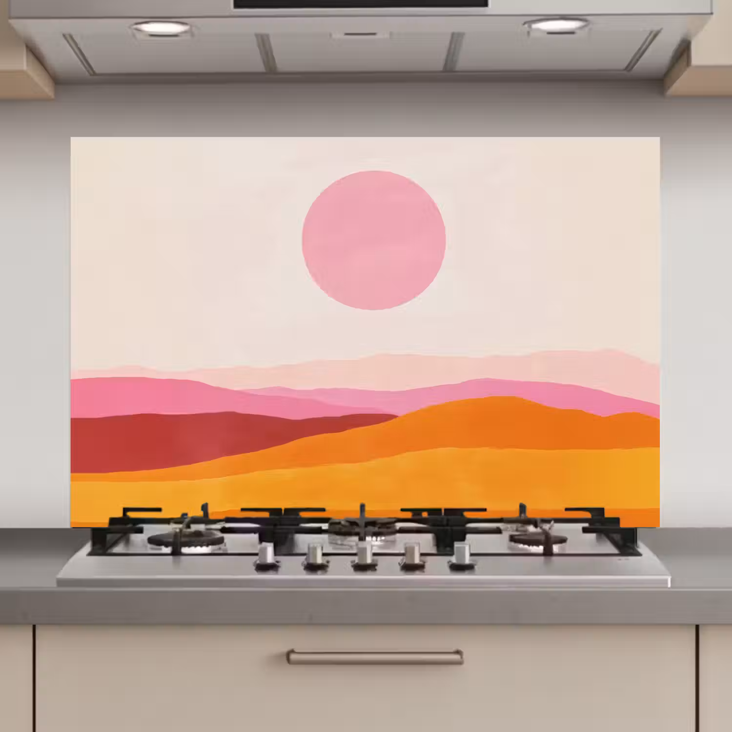 Heuvels - Oranje - Zon - Abstract keuken achterwand spatscherm klein -3d_website