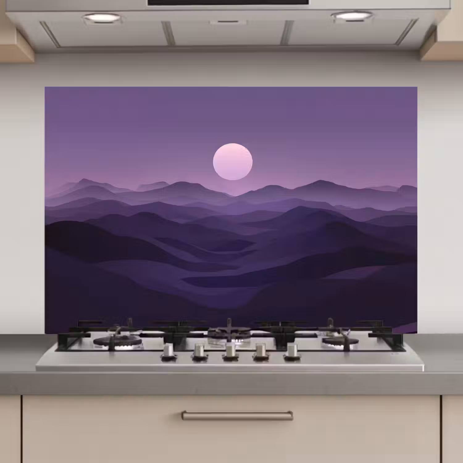 Heuvels - Paars - Mist - Zon keuken achterwand spatscherm klein -3d_website