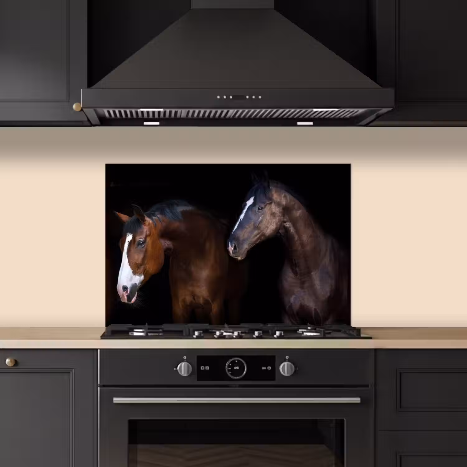 Paard - Dieren - Zwart keuken achterwand spatscherm klein -sfeer1