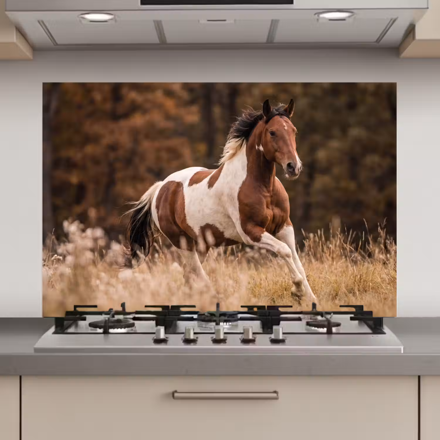 Paard - Bruin - Gras keuken achterwand spatscherm klein -3d_website