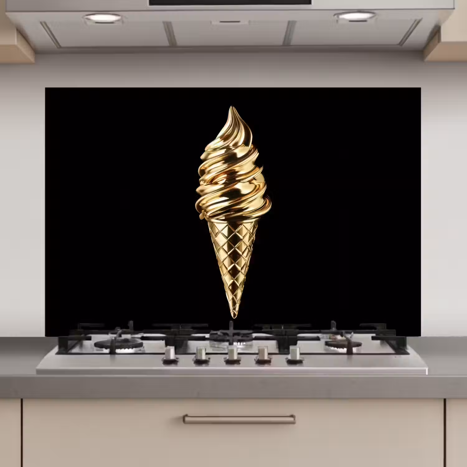 Ijs - Goud - Zwart - Eten keuken achterwand spatscherm klein -3d_website
