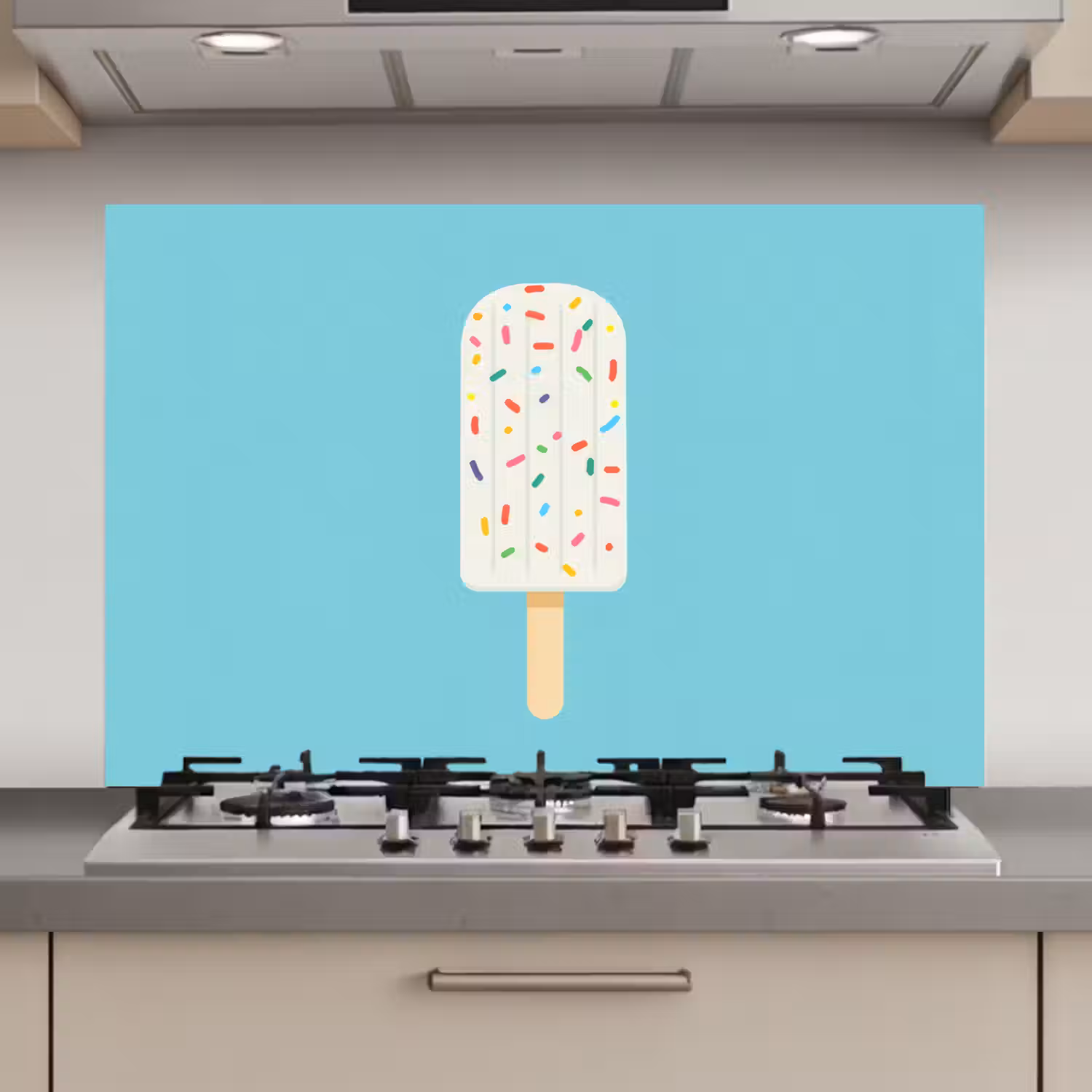 Ijsje - Stokje - Sprinkles - Lichtblauw keuken achterwand spatscherm klein -3d_website