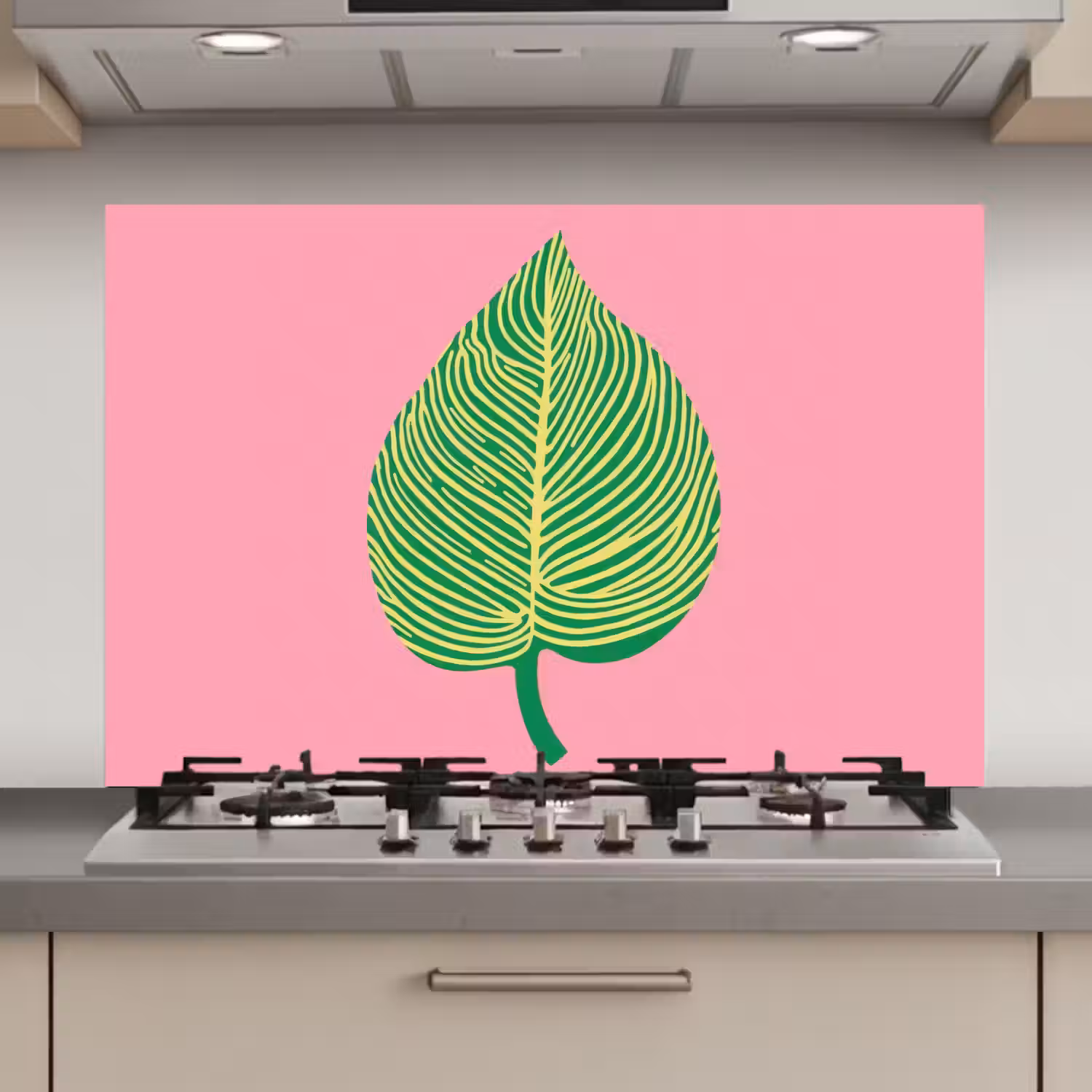 Illustratie - Blad - Minimalistisch - Groen keuken achterwand spatscherm klein -3d_website