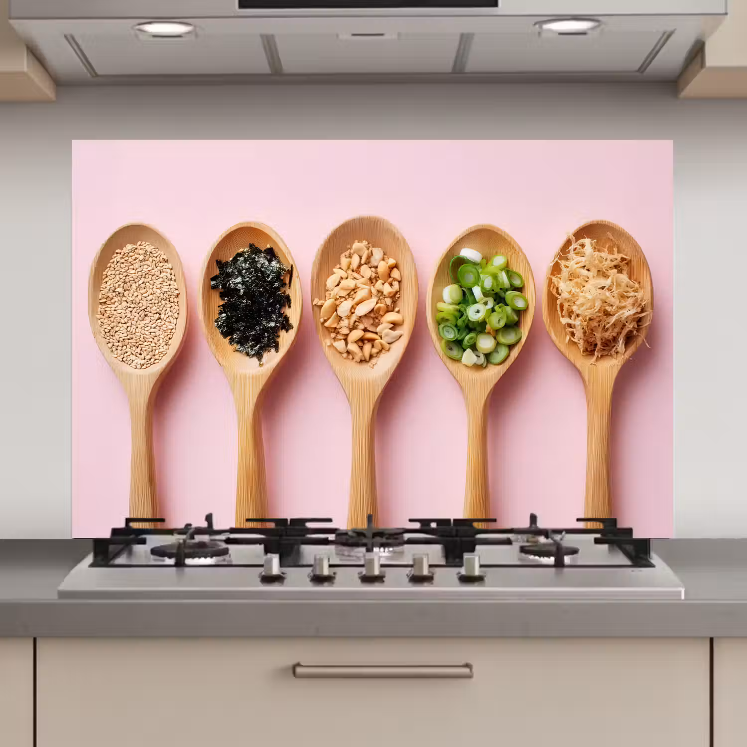 Ingrediënten - Lepels - Hout - Roze keuken achterwand spatscherm klein -3d_website
