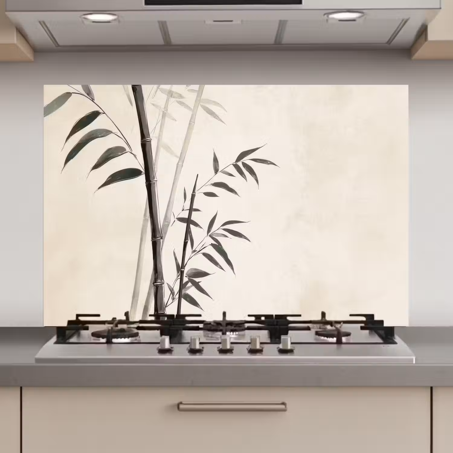 Japandi - Bamboe - Beige keuken achterwand spatscherm klein -3d_website