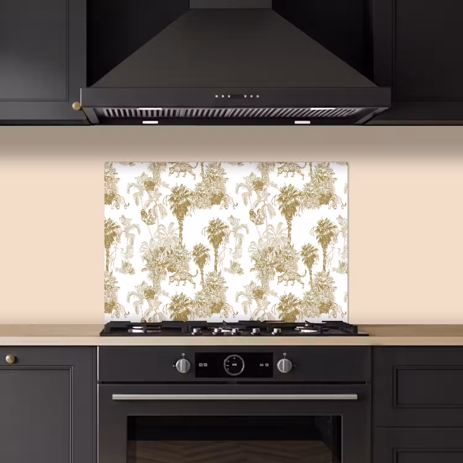 Oerwoud - Abstract - Beige keuken achterwand spatscherm klein 900 -sfeer1