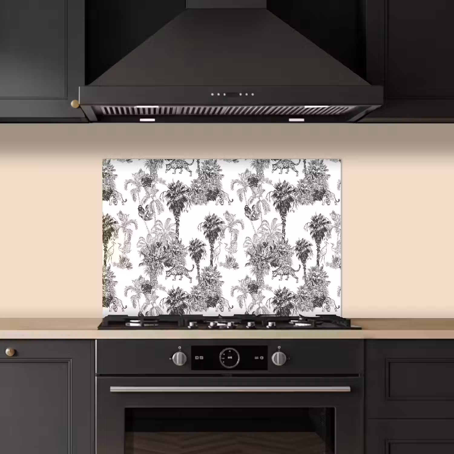Jungle - Dieren - Grijs keuken achterwand spatscherm klein 900 -sfeer1