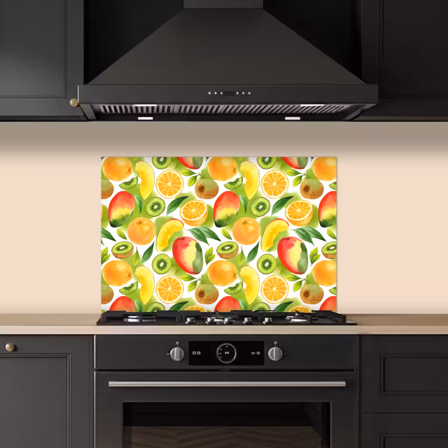 Kiwi - Sinasappel - Mango - Perzik keuken achterwand spatscherm klein 900 -sfeer1