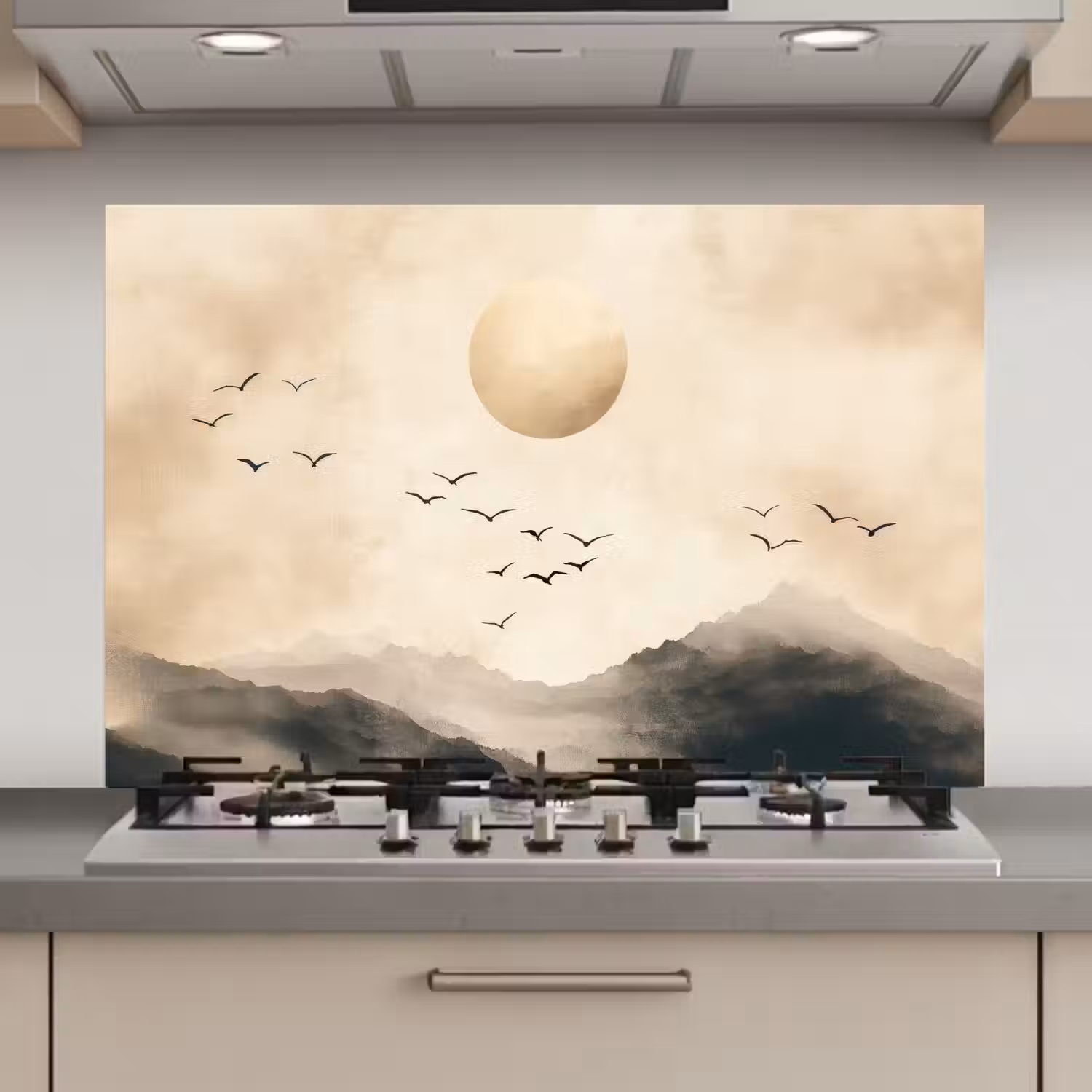 Landschap - Japandi - vogel keuken achterwand spatscherm klein -3d_website