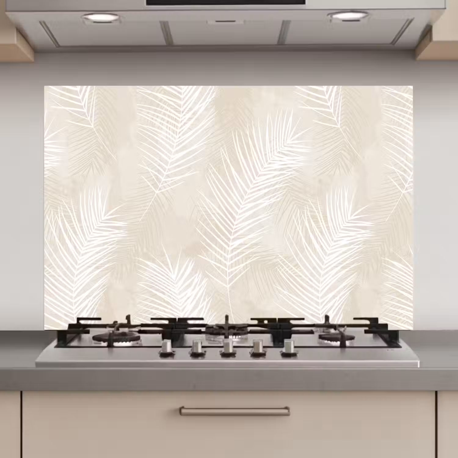 Bladeren - Beige - Wit - Botanisch - Natuur keuken achterwand spatscherm klein -3d_website