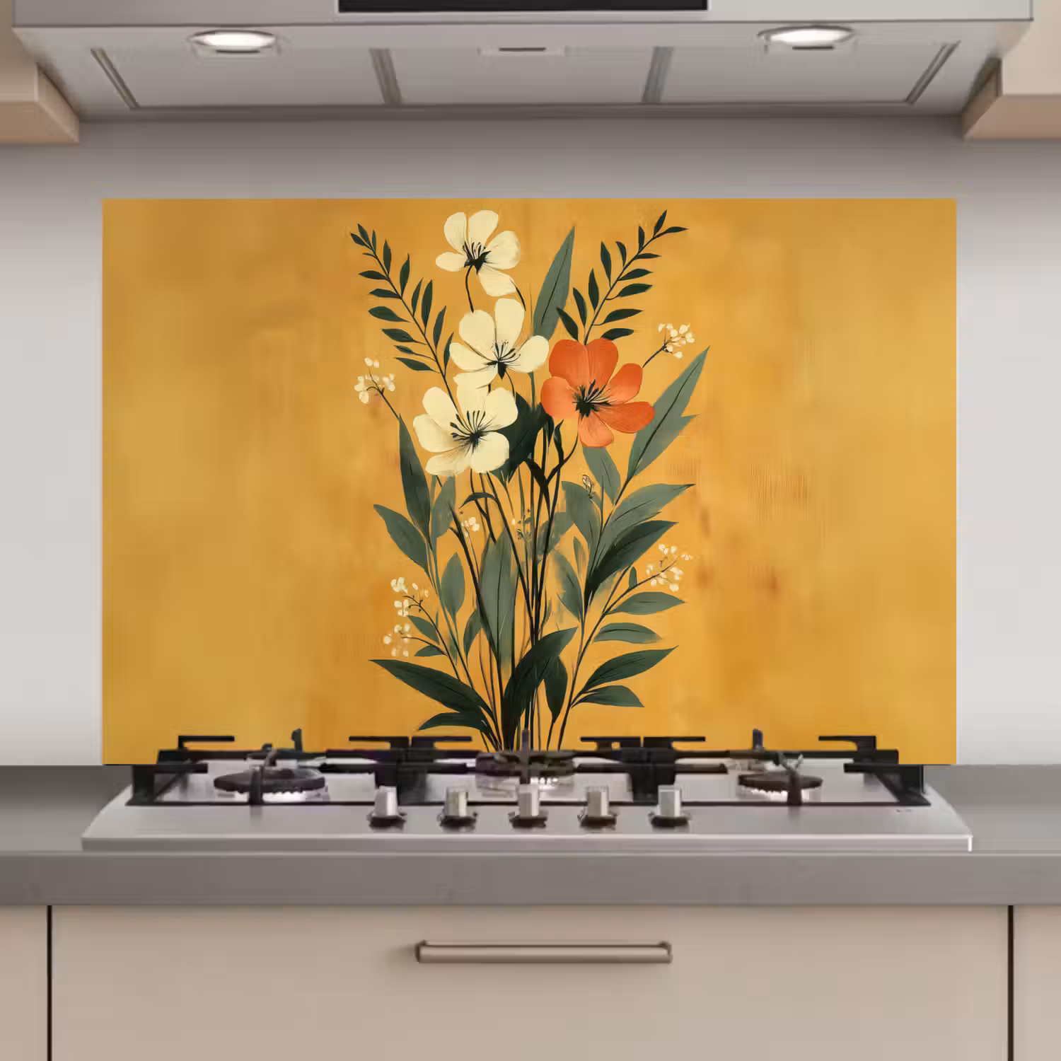 Bladeren - Boeket - Bloemen - Geel keuken achterwand spatscherm klein -3d_website