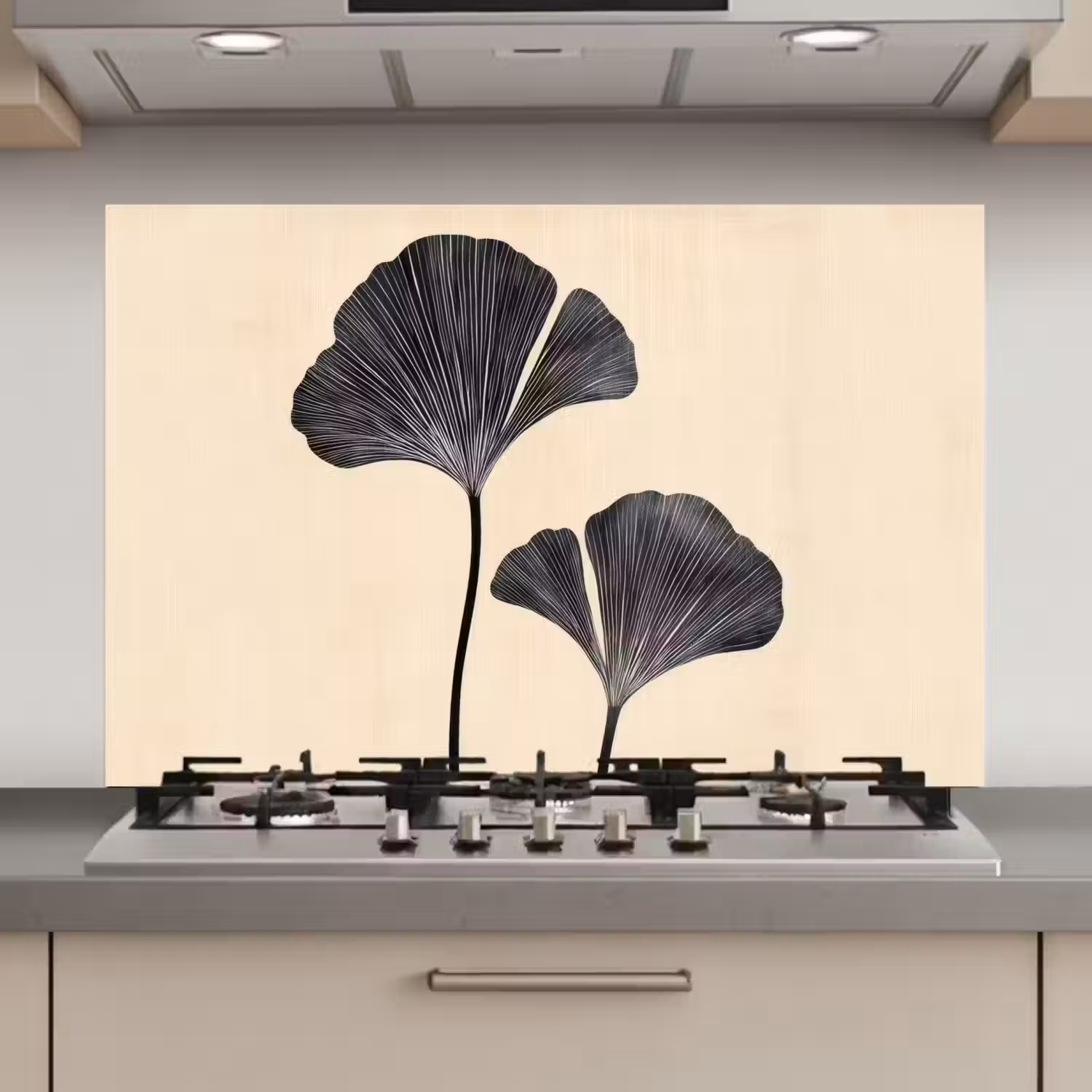 Bladeren - Minimalistisch - Zwart keuken achterwand spatscherm klein -3d_website