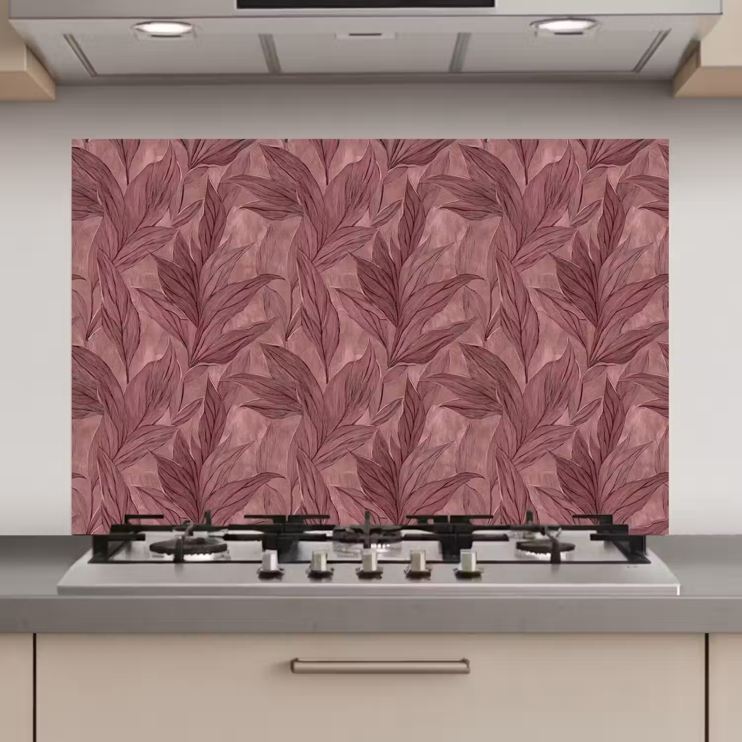 Bladeren - Patroon - Paars keuken achterwand spatscherm klein 900 -3d_website