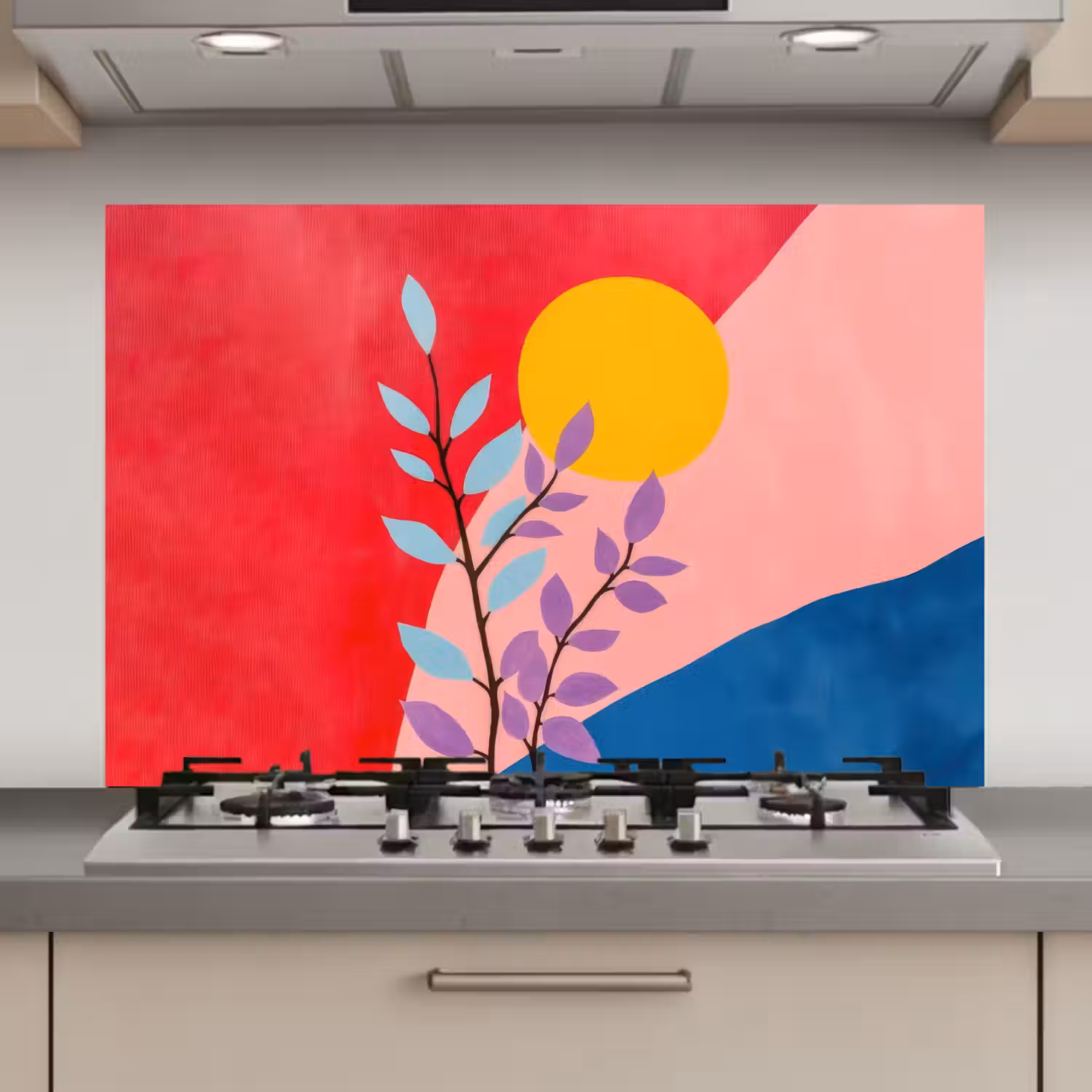 Bladeren - Zon - Abstracte vormen keuken achterwand spatscherm klein -3d_website