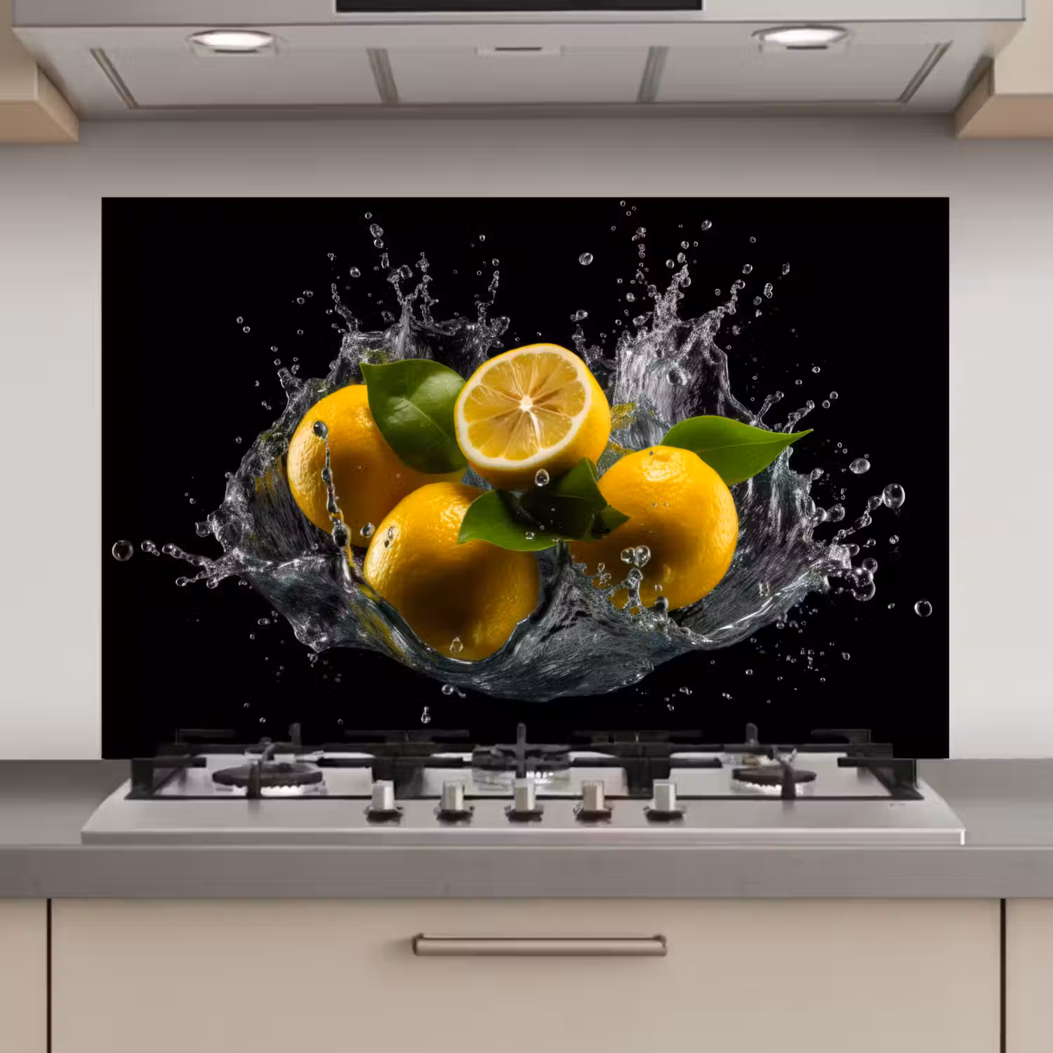 Citroen - Fruit - Geel - Zwart keuken achterwand spatscherm klein -3d_website