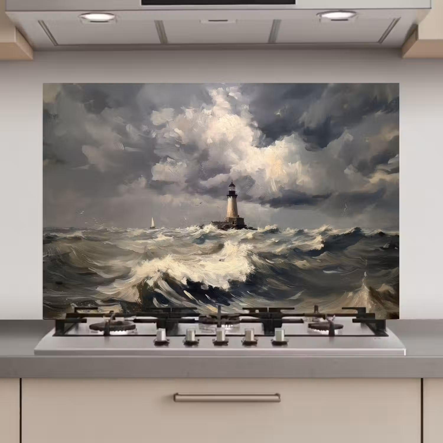 Vuurtoren - Golven - Storm keuken achterwand spatscherm klein -3d_website
