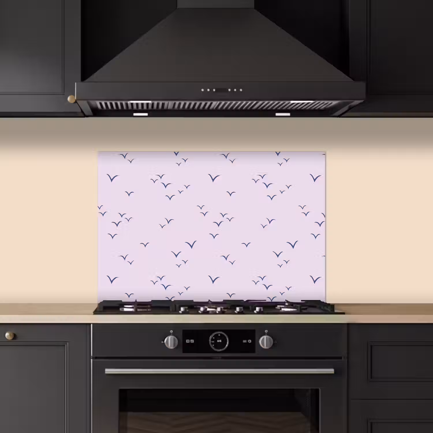 Lila - Vogels - Blauw keuken achterwand spatscherm klein 900 -sfeer1