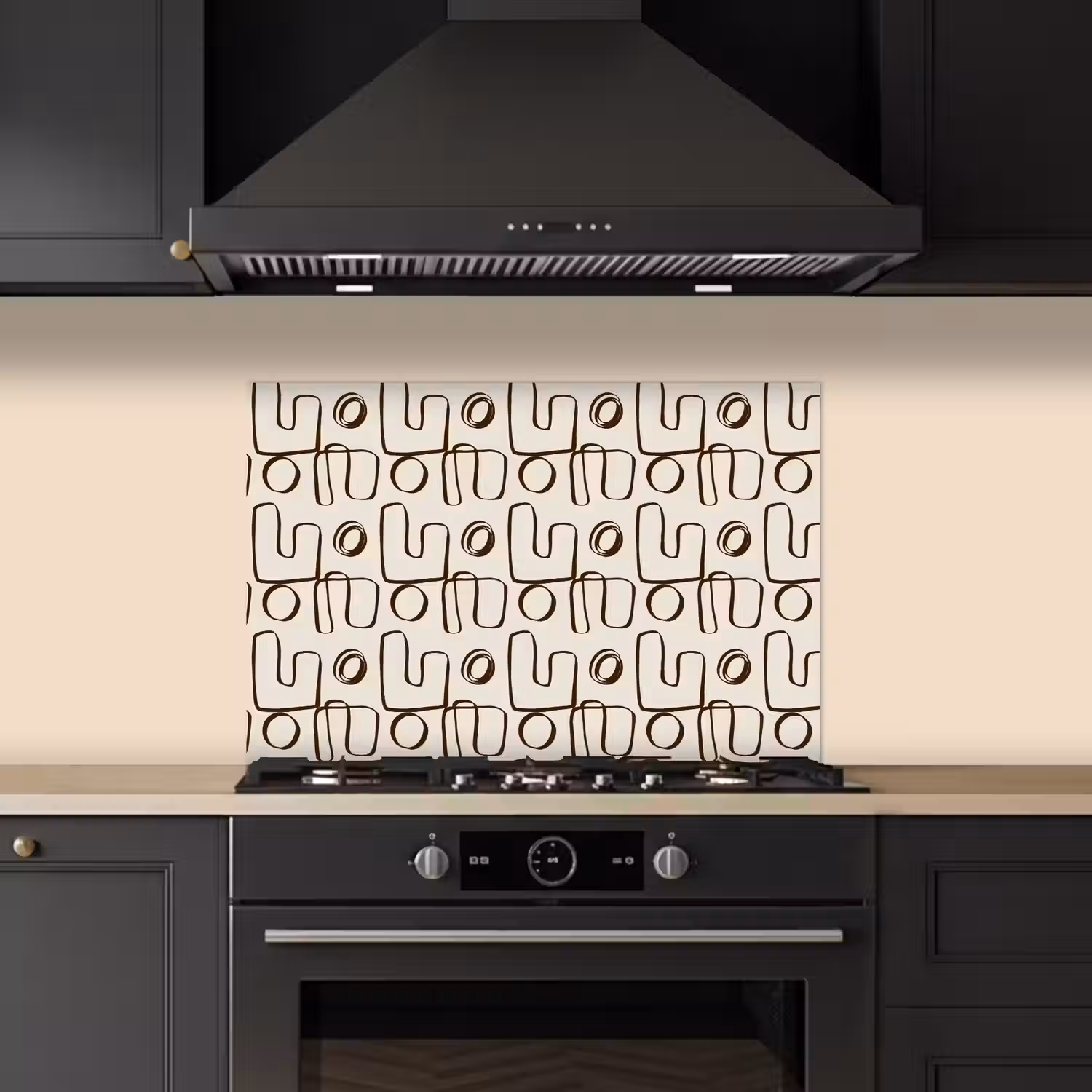 Lijnen - Beige - Patroon - Donkerbruin keuken achterwand spatscherm klein 900 -sfeer1