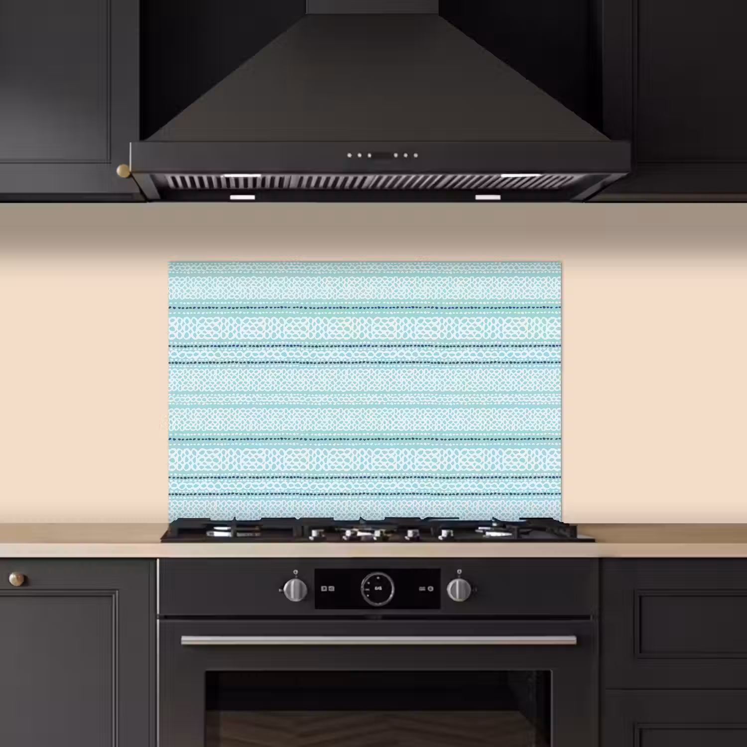 Lijnen - Blauwgroen - Patroon keuken achterwand spatscherm klein 900 -sfeer1