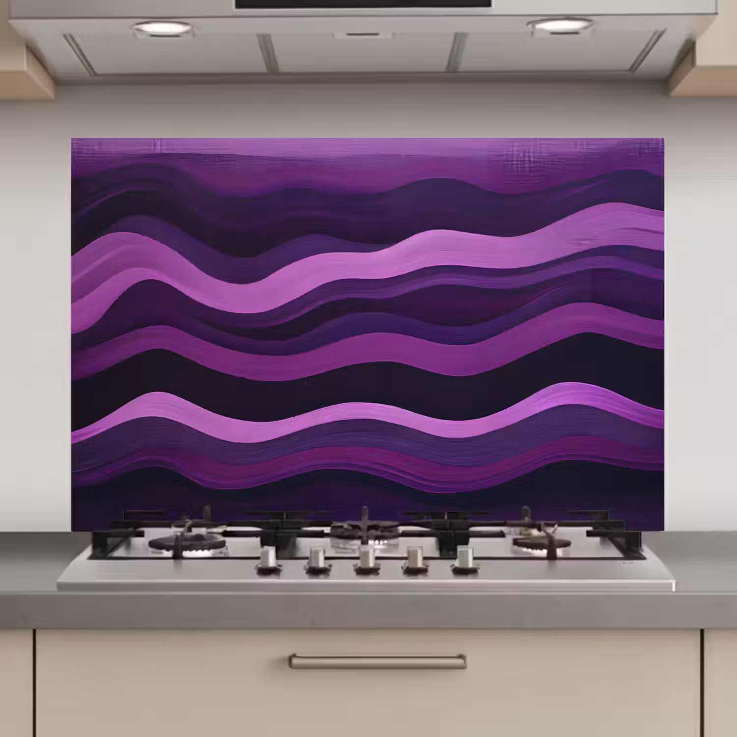 Lijnen - Golven - Paars - Abstract keuken achterwand spatscherm klein -3d_website