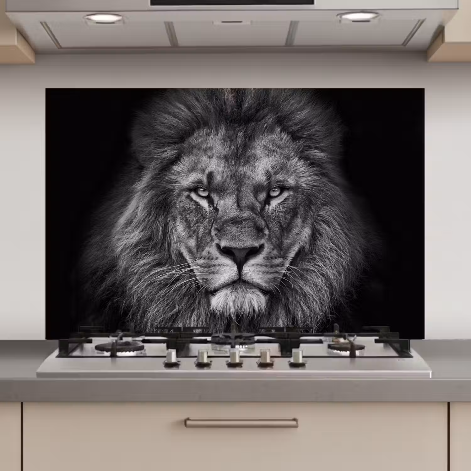Leeuw - Dieren - Zwart - Wit keuken achterwand spatscherm klein -3d_website
