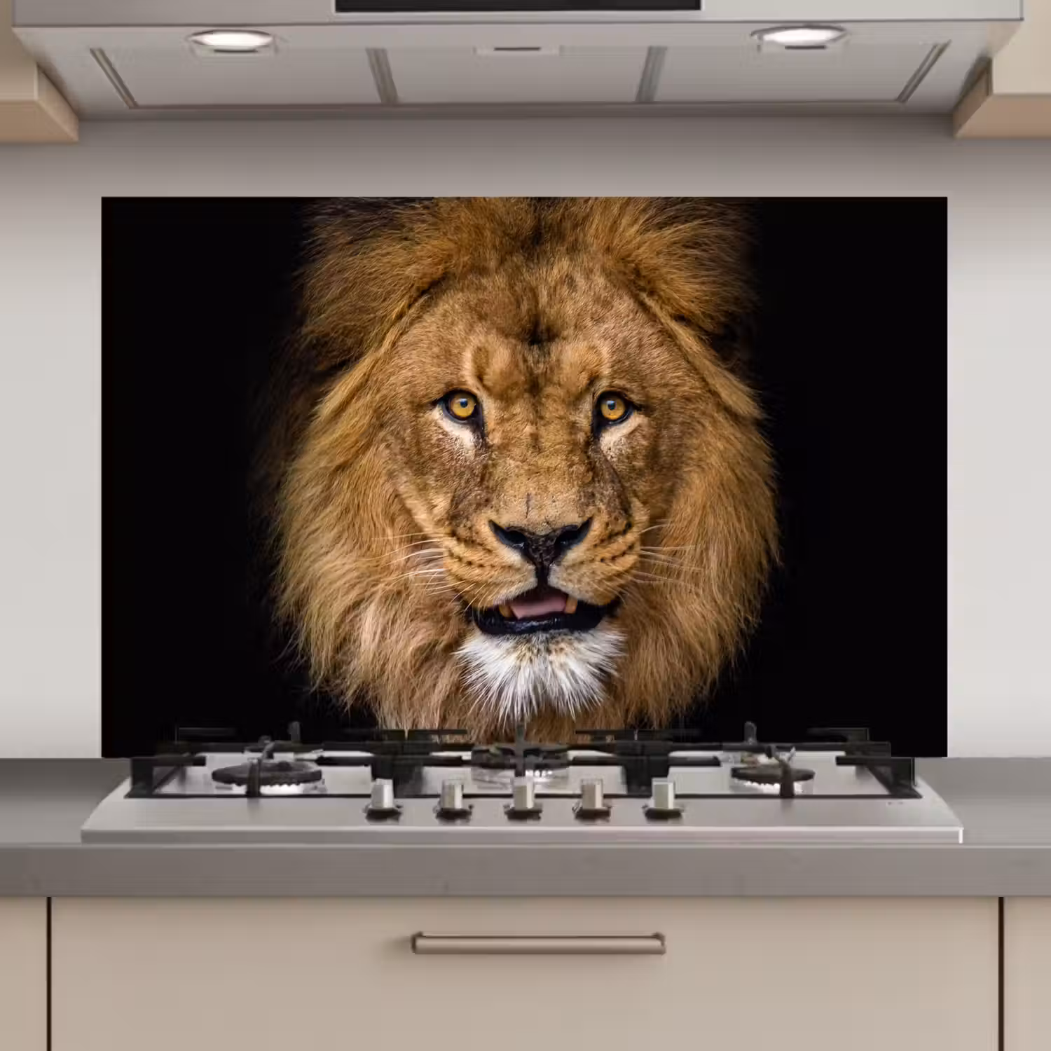 Leeuw - Portret - Zwart - Dieren keuken achterwand spatscherm klein -3d_website