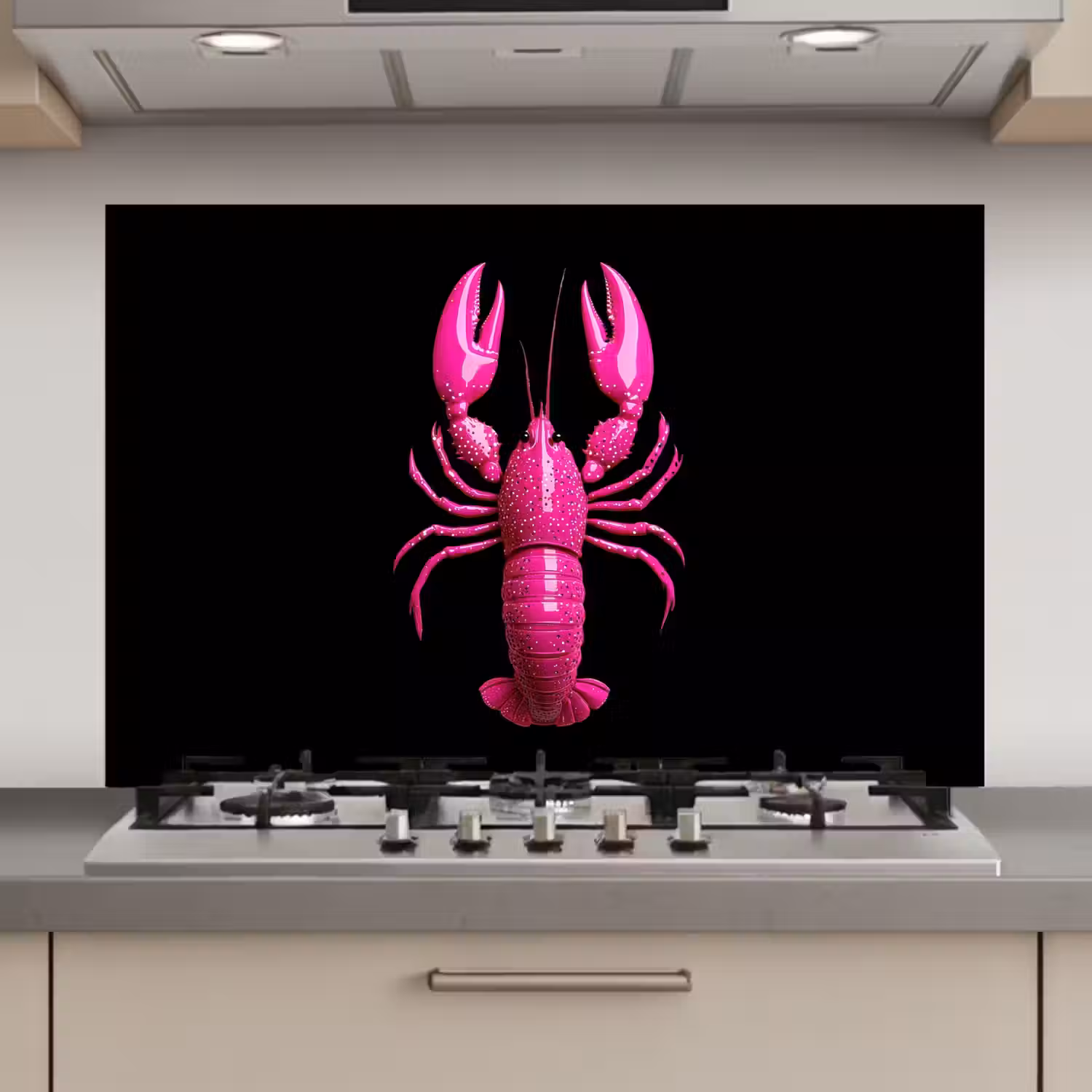 Kreeft - Felroze - Stippen - Opvallend keuken achterwand spatscherm klein -3d_website