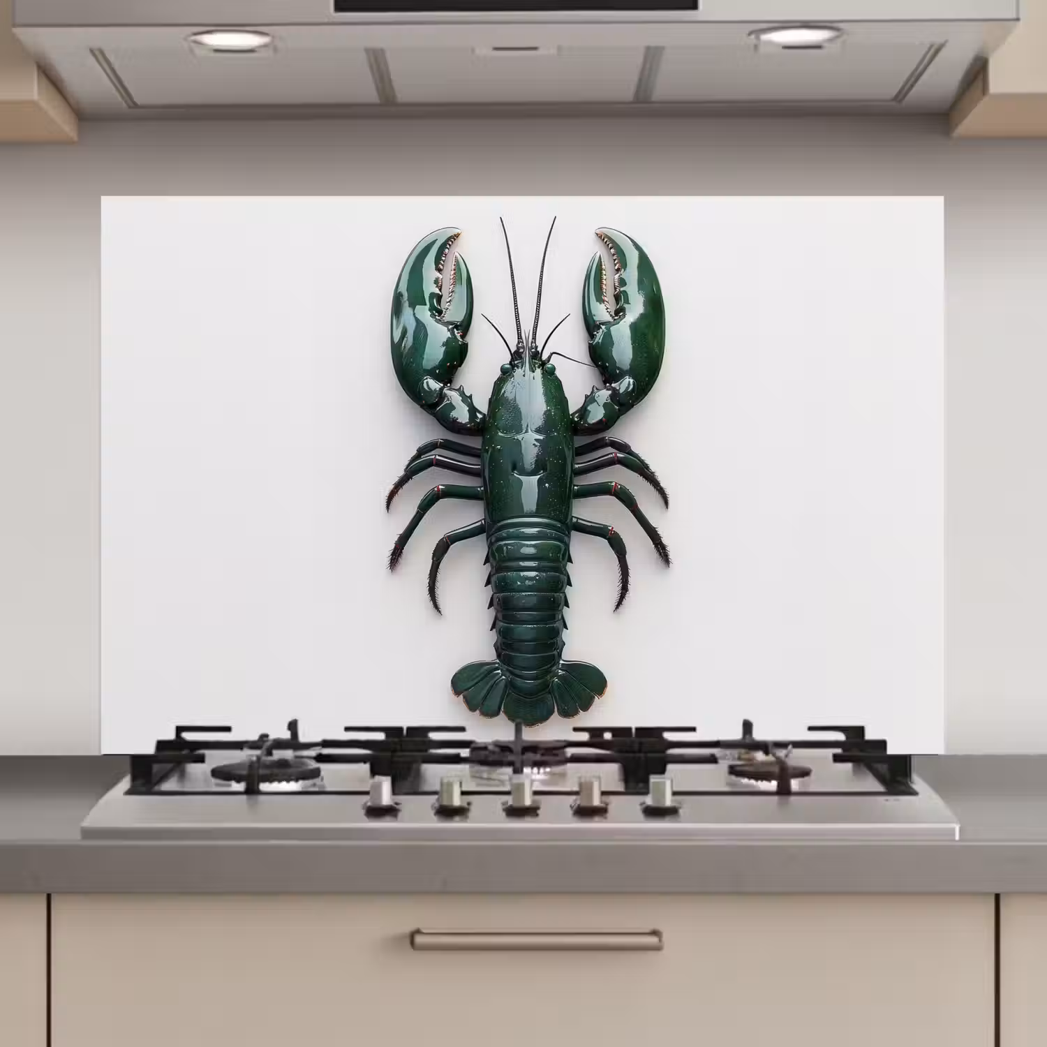 Kreeft - Glossier - Groen - Wit keuken achterwand spatscherm klein -3d_website